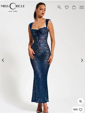 Miss Circle Navy Lace Maxi Dress with Sweetheart Bodice